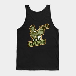 Man's Pointing A Gun | Molon Labe Tank Top